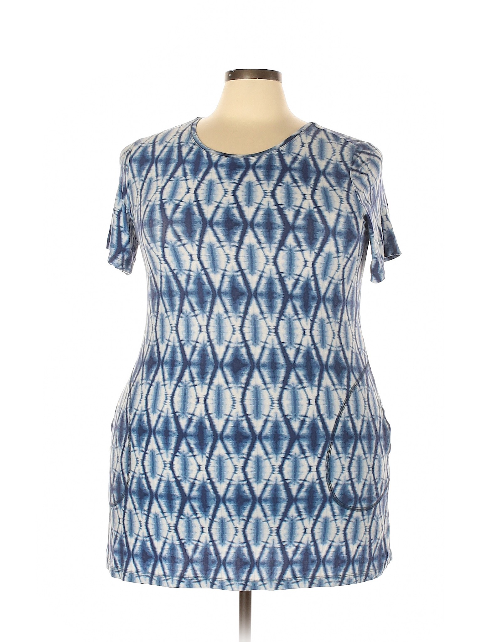 LOGO by Lori Goldstein Blue Casual Dress Size 1X (Plus) - 82% off | thredUP