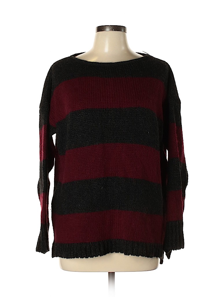 Brandy Melville Stripes Red Burgundy Wool Pullover Sweater One Size ...