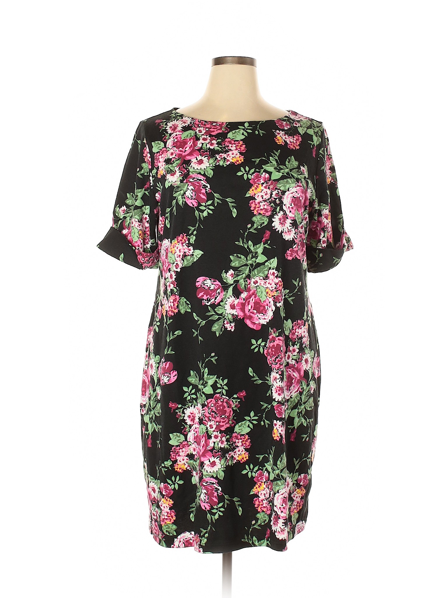 Karen Scott Floral Black Casual Dress Size 1X (Plus) - 75% off | thredUP