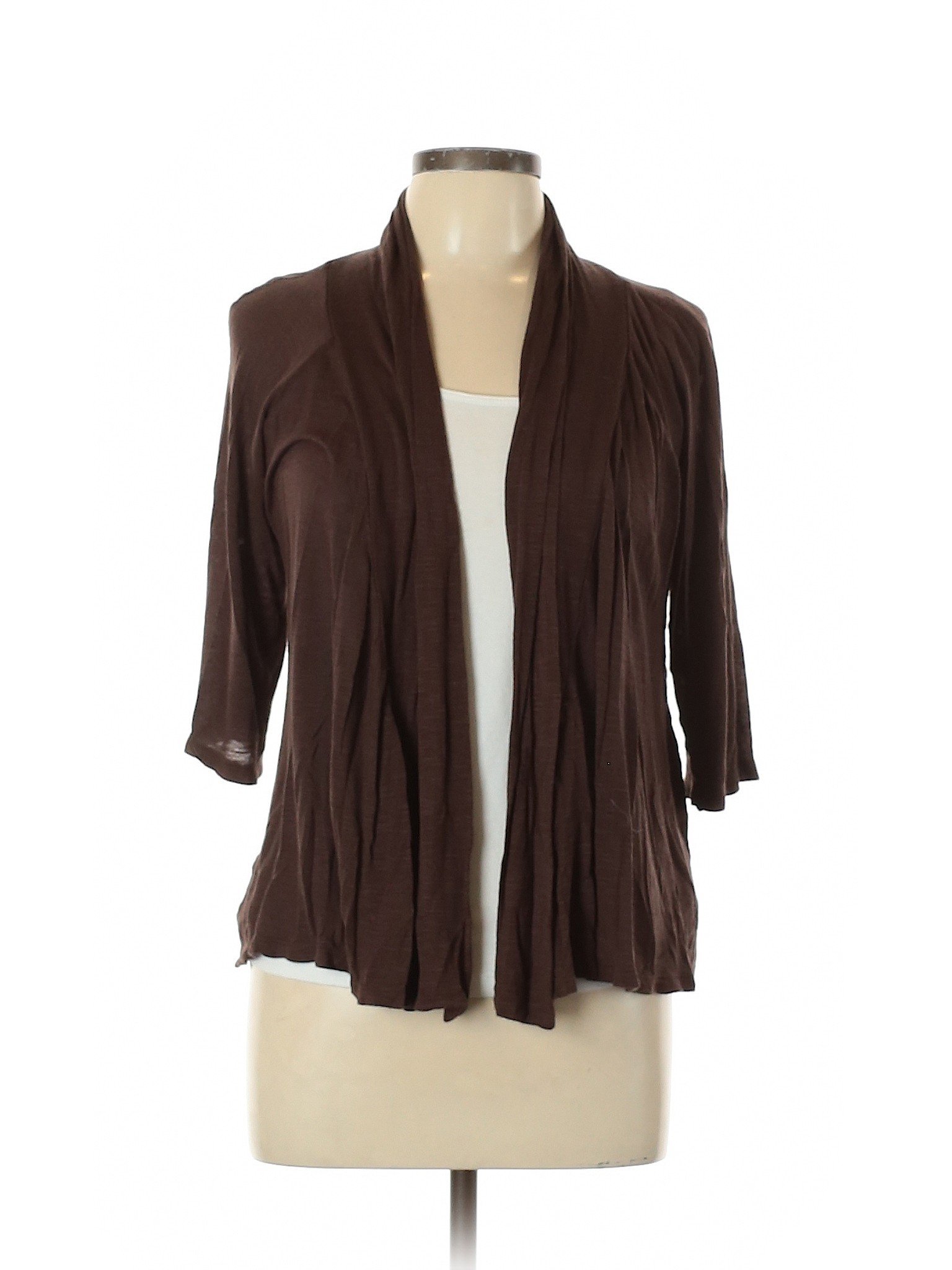 AB Studio Solid Brown Cardigan Size L - 83% off | thredUP