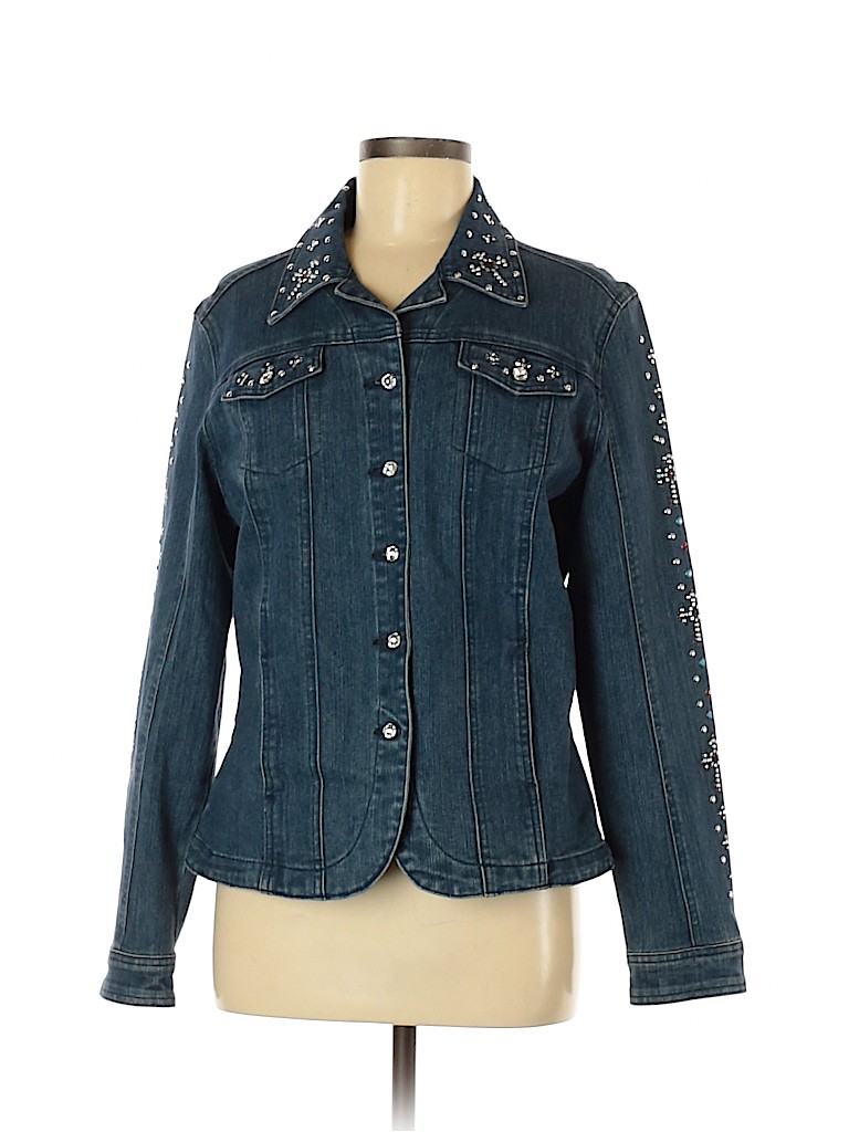 CHRISTINE ALEXANDER Solid Blue Denim Jacket Size M - 78% off | thredUP