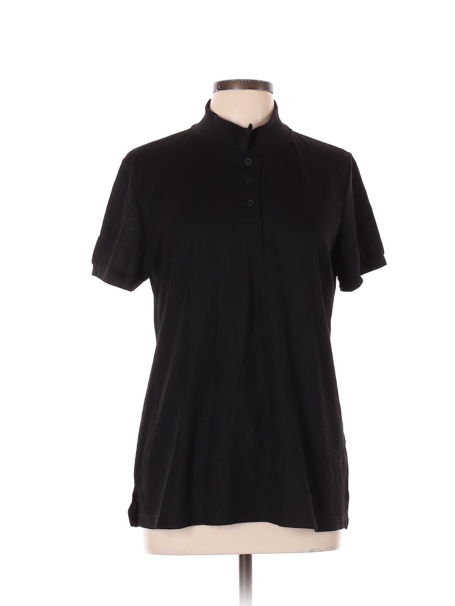 Bobbie Brooks 100 Polyester Solid Black Short Sleeve Polo Size Xl 50