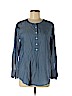 Ann Taylor LOFT Blue Long Sleeve Blouse Size M (petite) - photo 1