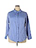 Lane Bryant 100% Cotton Blue Long Sleeve Button-Down Shirt Size 20 - photo 1