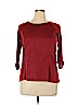 I.N. Studio 100% Polyester Red 3/4 Sleeve Top Size L (petite) - photo 1
