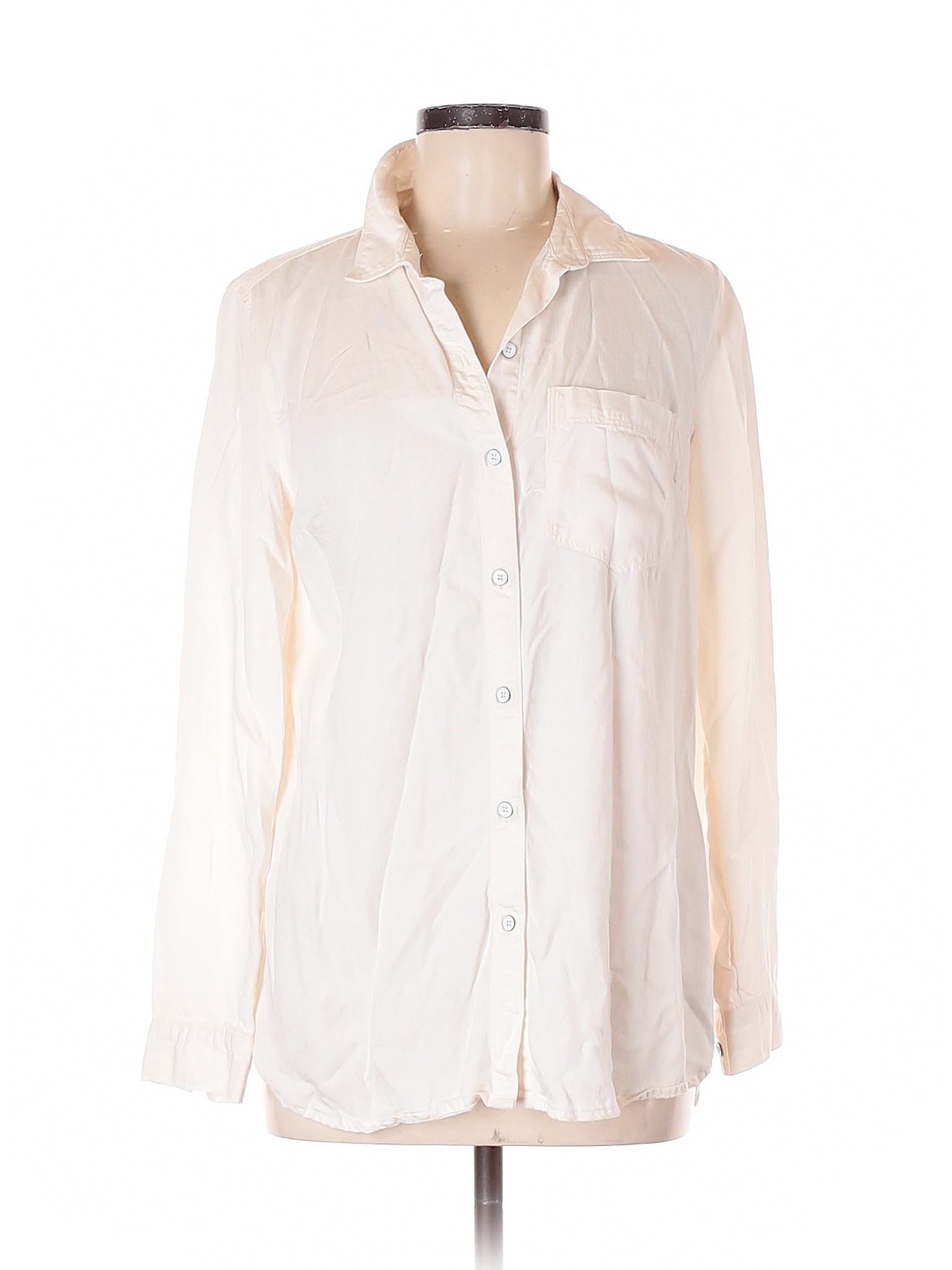 Old Navy Women Ivory Long Sleeve Button-Down Shirt M | eBay