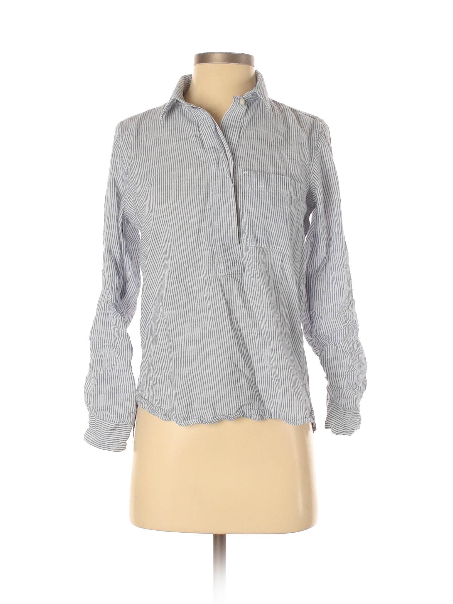 Gap Women Gray Long Sleeve Button-Down Shirt XS | eBay