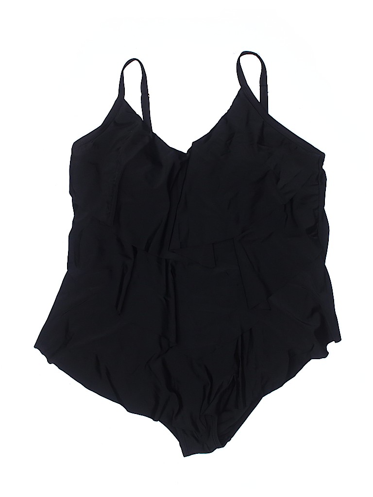 Swimsuits For All Solid Black One Piece Swimsuit Size 18 Plus 62