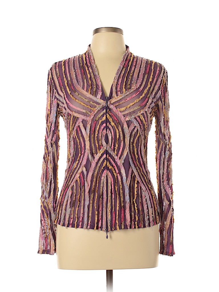 Alexandra Rosati 100% Polyester Stripes Purple Jacket Size 10 - 78% off ...