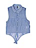 Divided by H&M 100% Cotton Blue Sleeveless Button-Down Shirt Size 8 - photo 1