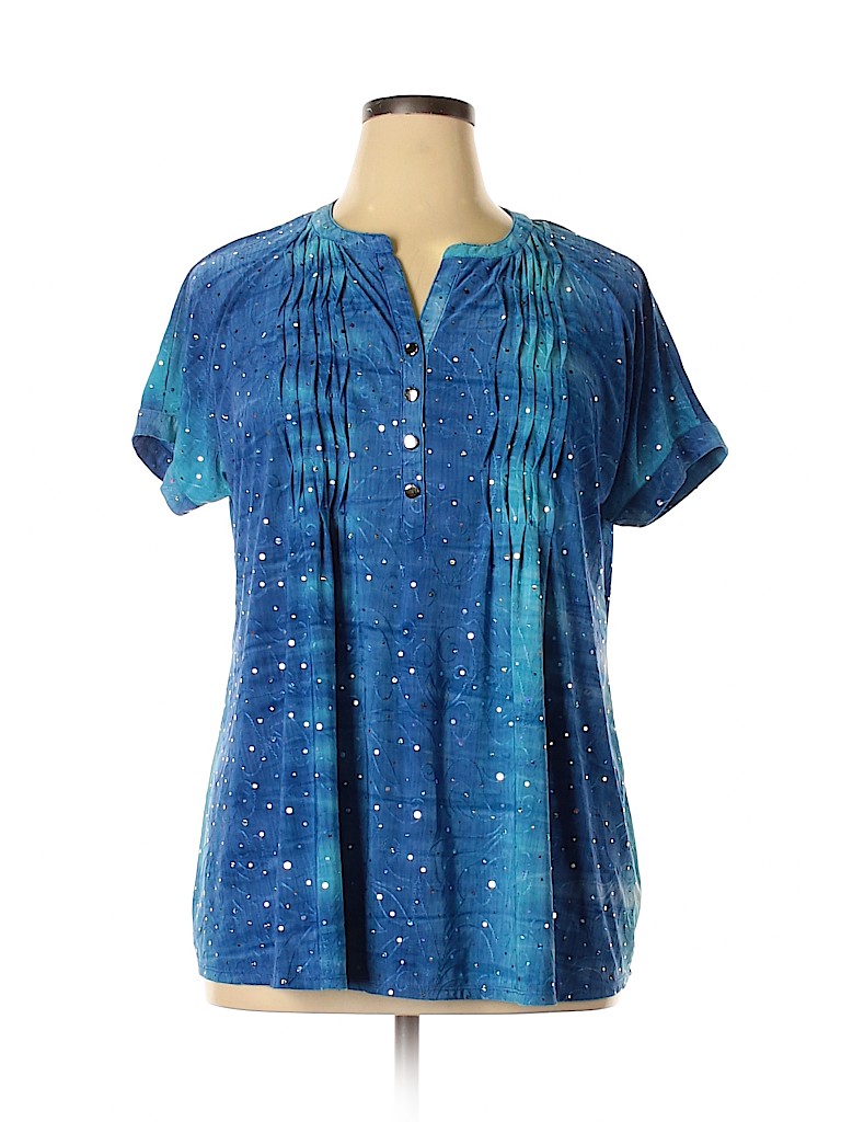 Cocomo Print Blue Short Sleeve Top Size Xl 41 Off Thredup