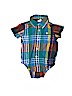 Baby Gap 100% Cotton Checkered-gingham Green Short Sleeve Onesie Size 3-6 mo - photo 1
