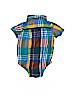 Baby Gap 100% Cotton Checkered-gingham Green Short Sleeve Onesie Size 3-6 mo - photo 2