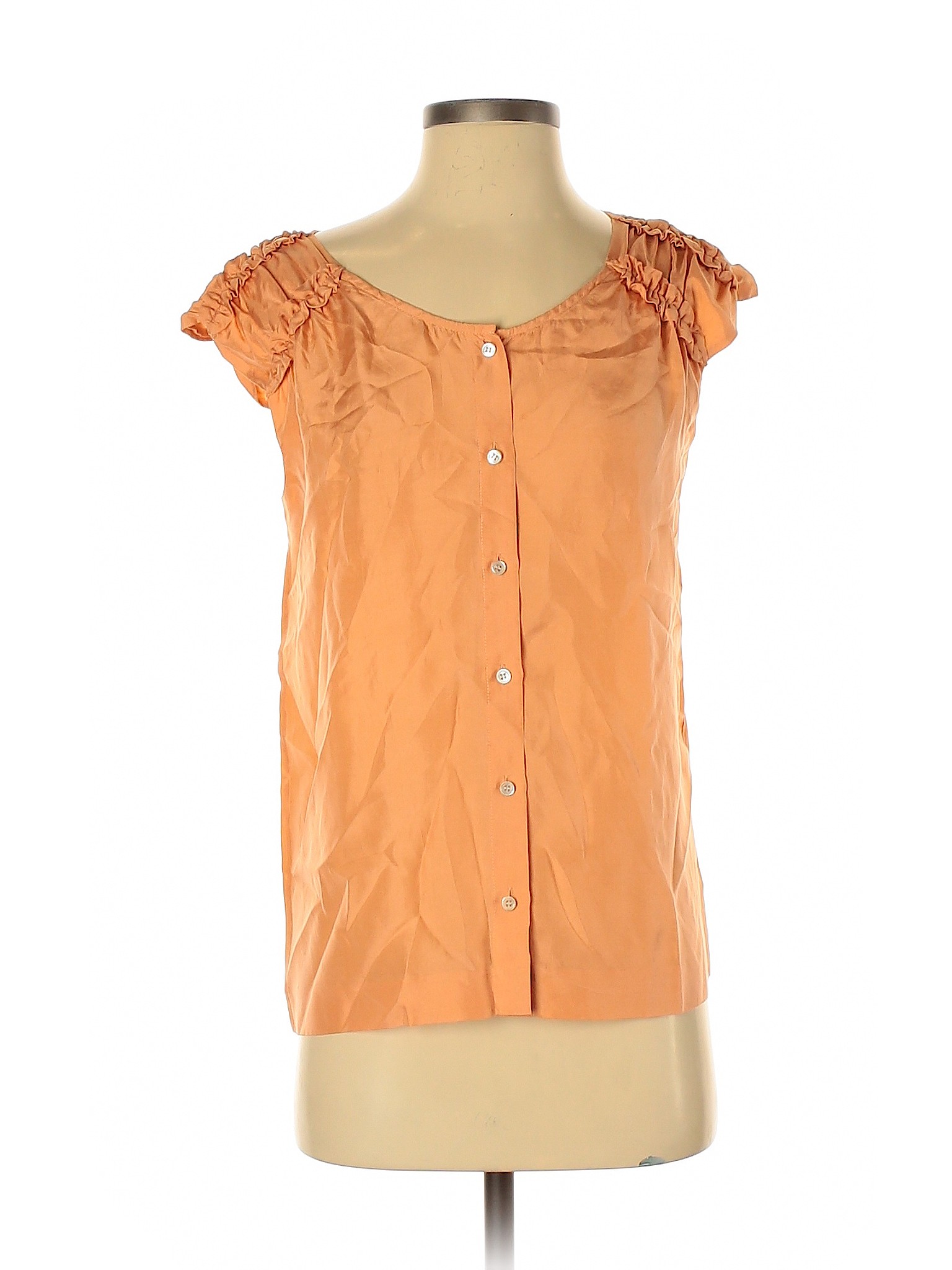 J.Crew Women Orange Short Sleeve Button-Down Shirt 4 | eBay