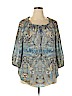 DressBarn 100% Polyester Blue 3/4 Sleeve Blouse Size 1X - photo 1