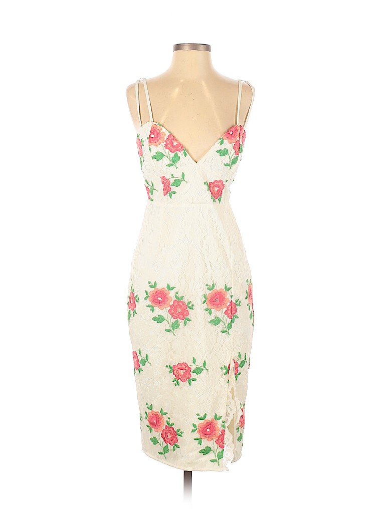 X by NBD 100% Polyester Ivory Casual Dress Size S - photo 1