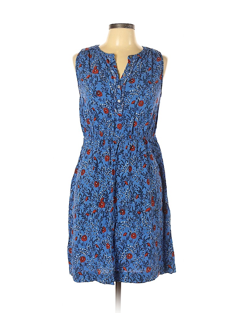 Ann Taylor LOFT 100 Rayon Blue Casual Dress Size L Petite 68 Off