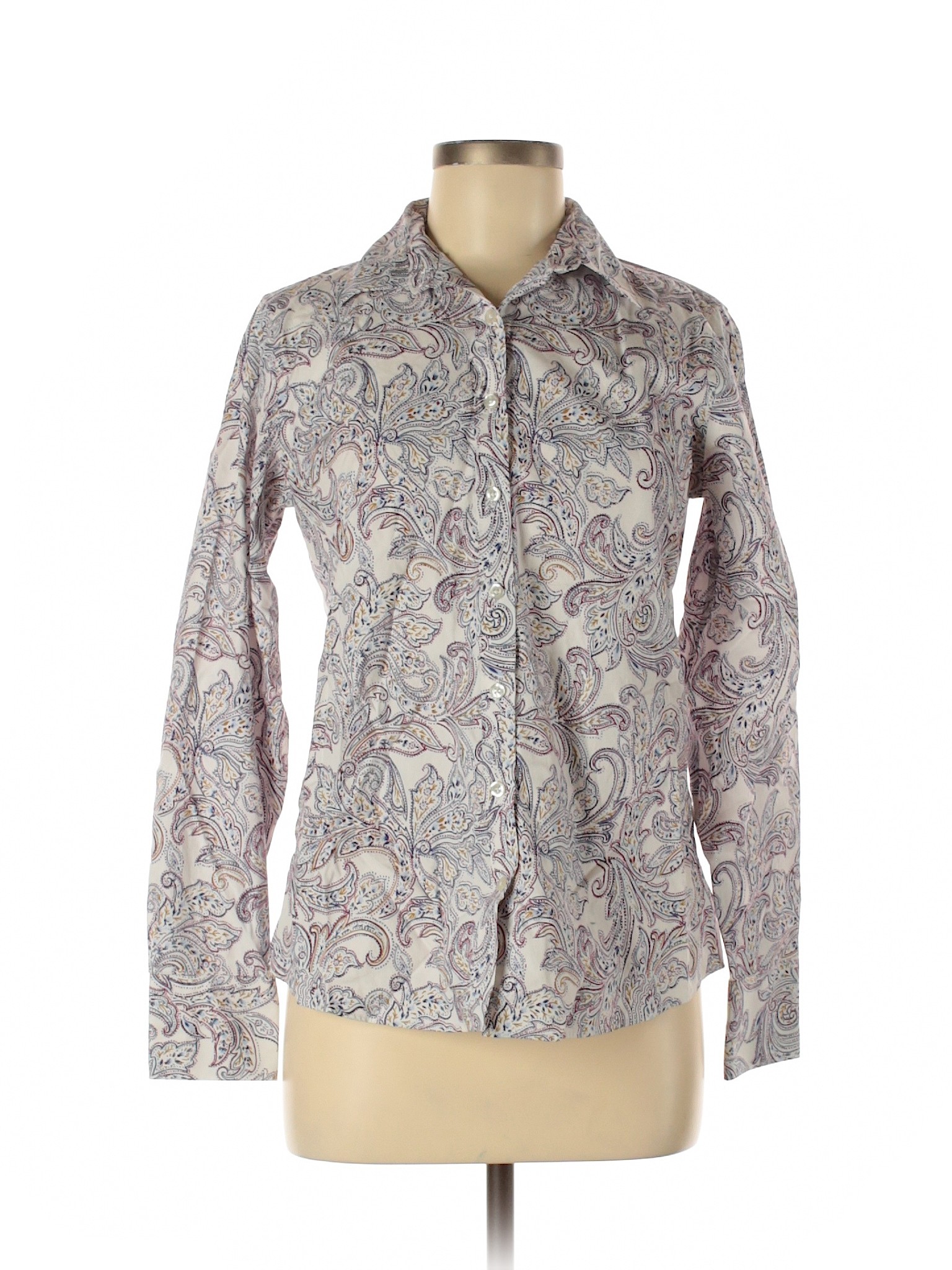 Lands' End Women Purple Long Sleeve Button-Down Shirt 6 | eBay