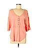 Free People Pink 3/4 Sleeve Henley Size S (petite) - photo 1