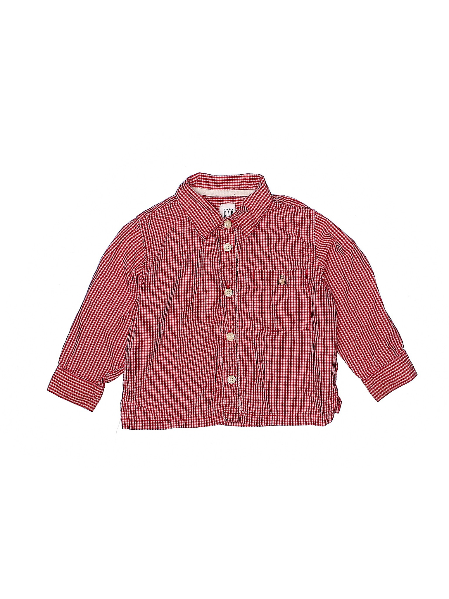 red long sleeve button down shirt