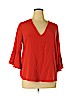 H&M 100% Polyester Red 3/4 Sleeve Blouse Size 16 - photo 1