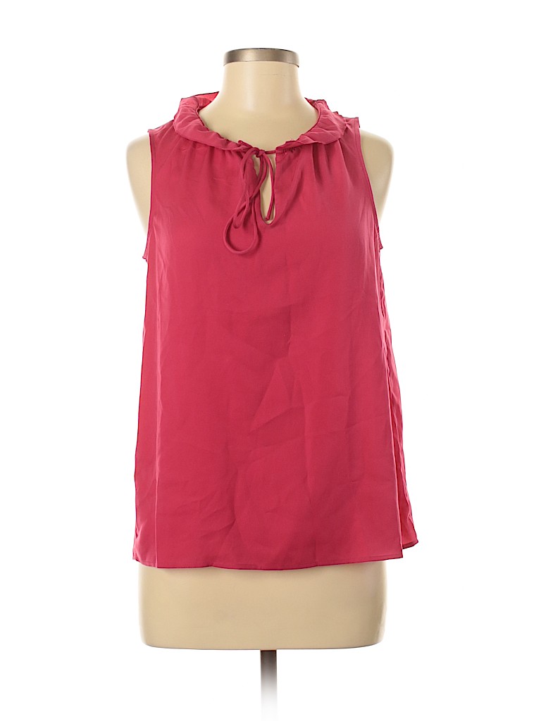 J.Crew Factory Store 100% Polyester Solid Red Pink Sleeveless Blouse ...