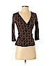 Diane von Furstenberg 100% Silk Brown 3/4 Sleeve Silk Top Size 2 - photo 1