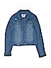 Justice 100% Cotton Solid Blue Denim Jacket Size 12 - 14 - photo 1