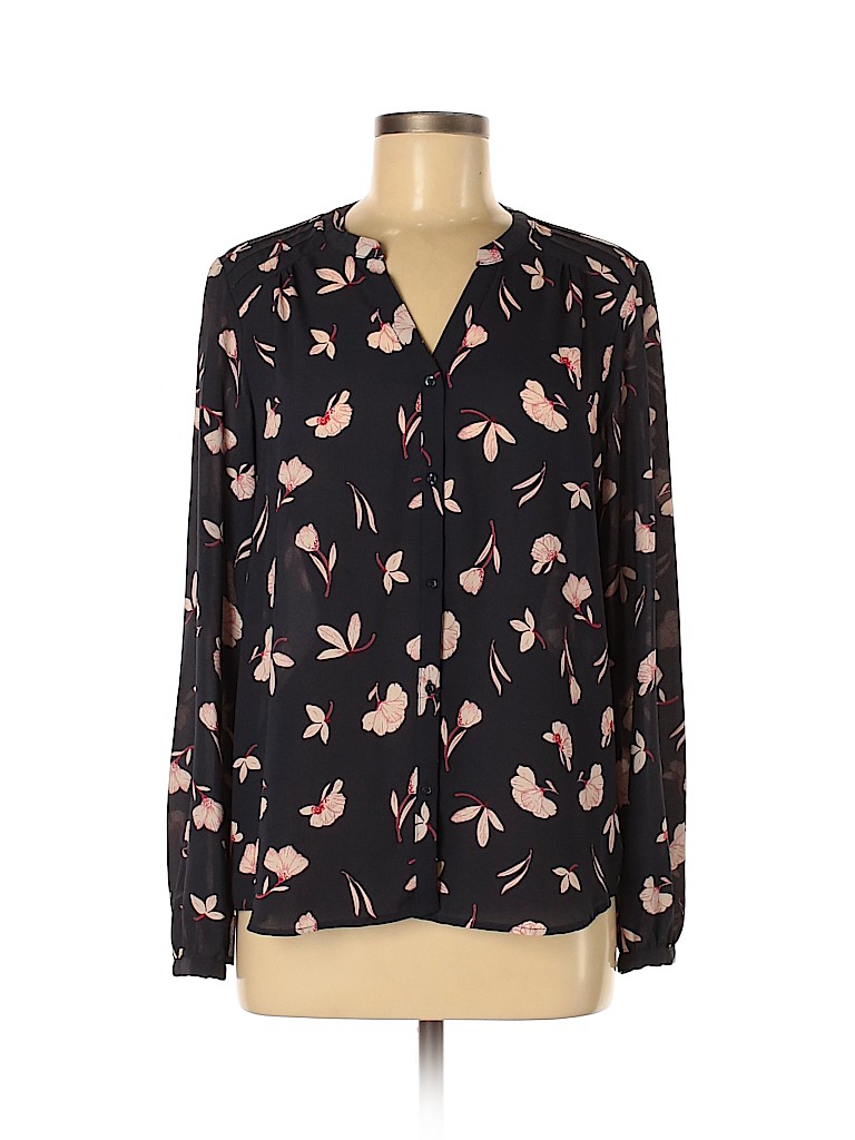 LC Lauren Conrad 100% Polyester Blue Long Sleeve Blouse Size M - photo 1