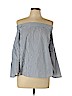 Dizzy Lizzy 100% Cotton Blue 3/4 Sleeve Blouse Size L - photo 1