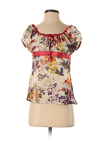 Roberto Cavalli Short Sleeve Silk Top (view 1)
