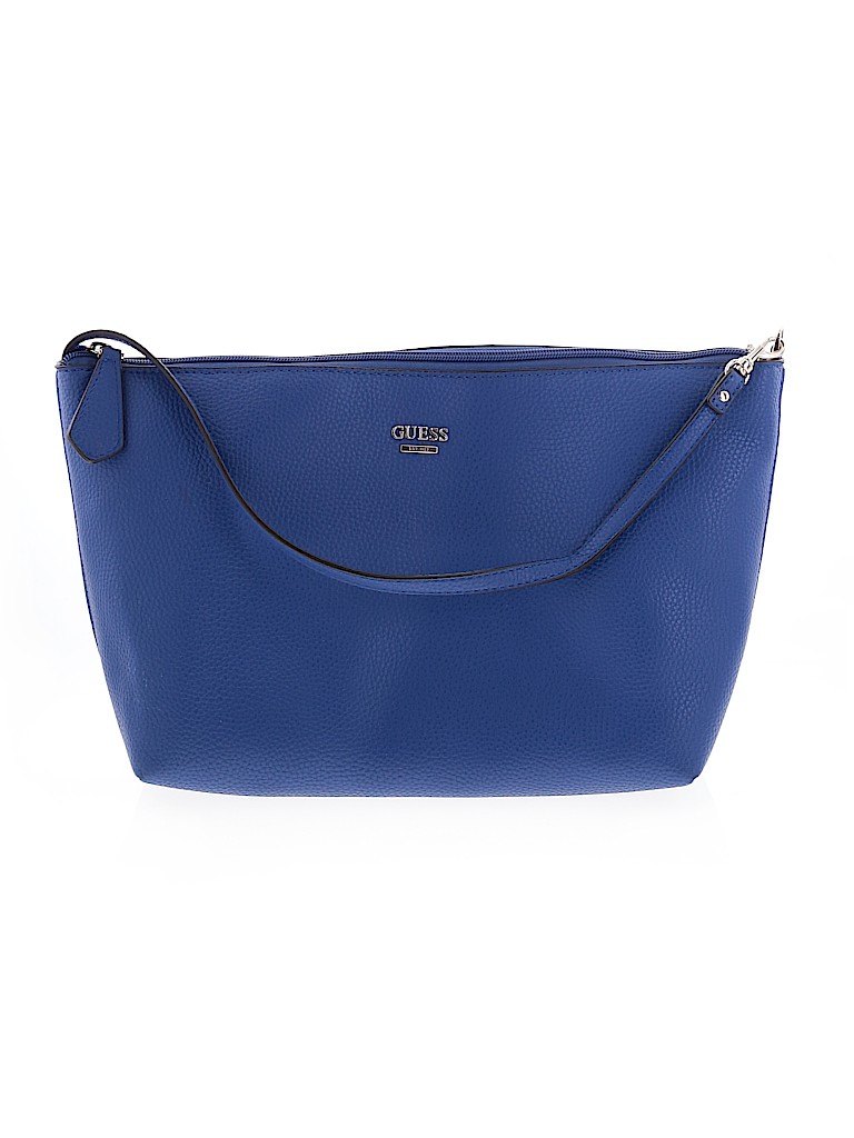 Guess Solid Blue Leather Shoulder Bag One Size 74 off thredUP