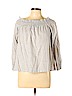 Ann Taylor LOFT 100% Cotton Gray Long Sleeve Blouse Size L (petite) - photo 1