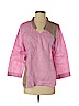 British India Classics 100% Linen Pink 3/4 Sleeve Blouse Size 9 - photo 1