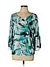 White House Black Market 100% Polyester Blue 3/4 Sleeve Blouse Size L - photo 1