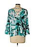 White House Black Market 100% Polyester Blue 3/4 Sleeve Blouse Size L - photo 2