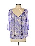 Daisy Fuentes 100% Polyester Purple 3/4 Sleeve Blouse Size L (petite) - photo 1