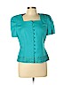 Donna Morgan Blue Short Sleeve Blouse Size 12 (petite) - photo 1