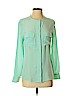 Equipment 100% Silk Green Long Sleeve Silk Top Size S (petite) - photo 1