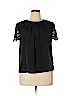 Worthington 100% Polyester Black Short Sleeve Blouse Size XL (petite) - photo 1