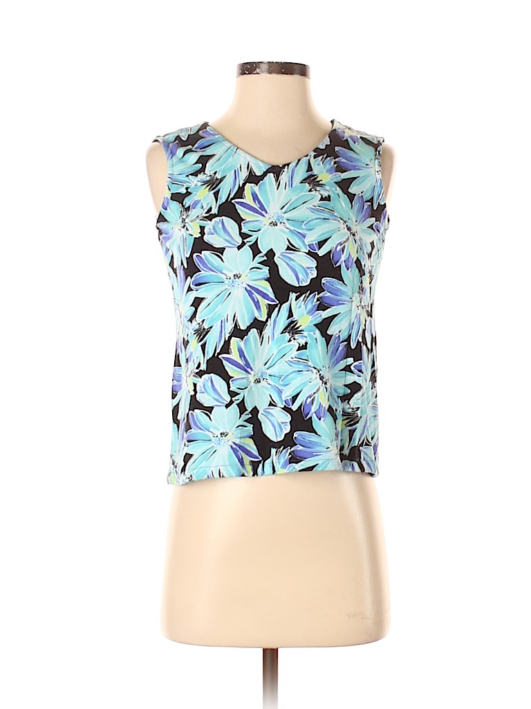 Talbots 100% Cotton Tropical Blue Sleeveless Blouse Size S (Petite ...