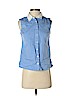Ann Taylor Blue Sleeveless Button-Down Shirt Size 0 (petite) - photo 1