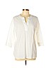 Lands' End 100% Cotton White 3/4 Sleeve Blouse Size 14 (petite) - photo 1