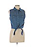 Forever 21 100% Cotton Blue Sleeveless Button-Down Shirt Size L - photo 1