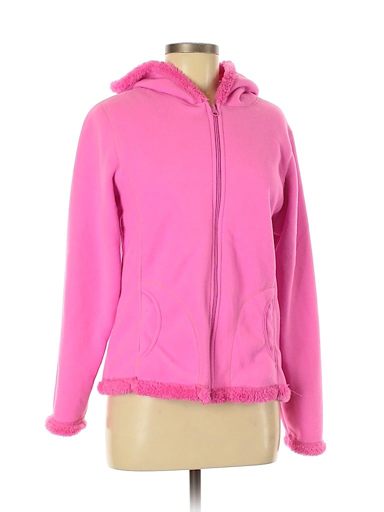 Assorted Brands 100% Polyester Solid Pink Zip Up Hoodie Size M - 85% ...