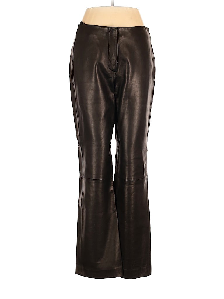 DKNY 100% Leather Solid Brown Black Leather Pants Size 8 - 90% off ...