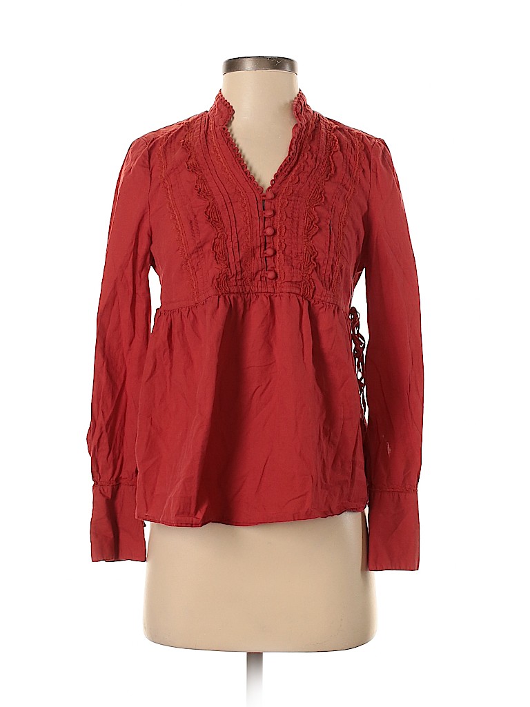 Elle 100% Cotton Red Long Sleeve Top Size XS - photo 1