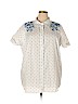 Woman Within 100% Cotton White Short Sleeve Button-Down Shirt Size 24 - 22 - photo 1