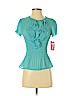 Sunny Leigh 100% Polyester Teal Short Sleeve Blouse Size S - photo 1