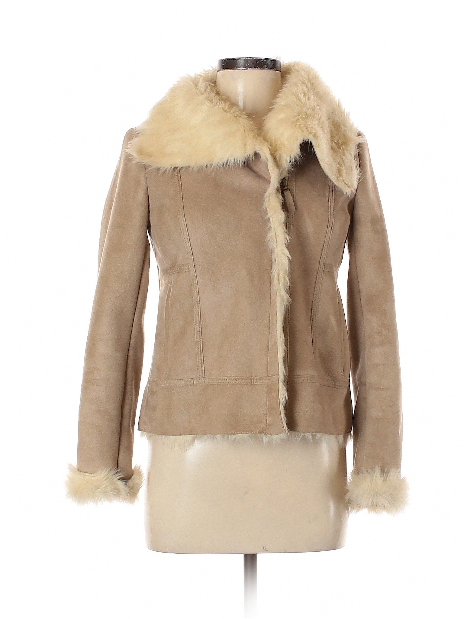 Ann Taylor Women Brown Faux Leather Jacket XS | eBay